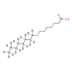 ChemSpider 2D Image | (9,9,10,10,11,11,12,12,13,13,14,14,15,15,16,16,16-~2~H_17_)Hexadecanoic acid | C16H15D17O2