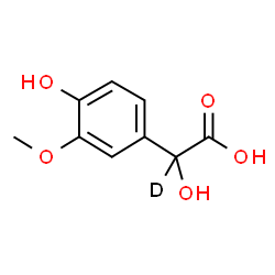 ChemSpider 2D Image | Hydroxy(4-hydroxy-3-methoxyphenyl)(~2~H)acetic acid | C9H9DO5