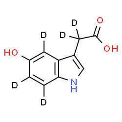 ChemSpider 2D Image | [5-Hydroxy(4,6,7-~2~H_3_)-1H-indol-3-yl](~2~H_2_)acetic acid | C10H4D5NO3