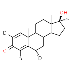 ChemSpider 2D Image | (6S,17beta)-17-Hydroxy-17-methyl(2,4,6-~2~H_3_)androsta-1,4-dien-3-one | C20H25D3O2