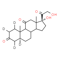ChemSpider 2D Image | (5alpha,8xi,9xi,10xi,13xi,14xi)-17,21-Dihydroxy(1,2,4,5-~2~H_4_)pregnane-3,11,20-trione | C21H26D4O5