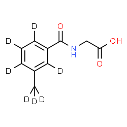ChemSpider 2D Image | N-{[3-(~2~H_3_)Methyl(~2~H_4_)phenyl]carbonyl}glycine | C10H4D7NO3
