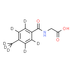ChemSpider 2D Image | N-{[4-(~2~H_3_)Methyl(~2~H_4_)phenyl]carbonyl}glycine | C10H4D7NO3