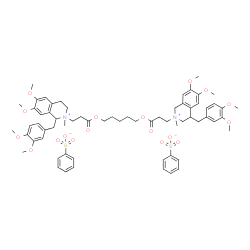 ChemSpider 2D Image | 1-(3,4-Dimethoxybenzyl)-2-(3-{[5-({3-[4-(3,4-dimethoxybenzyl)-6,7-dimethoxy-2-methyl-3,4-dihydroisoquinolinium-2(1H)-yl]propanoyl}oxy)pentyl]oxy}-3-oxopropyl)-6,7-dimethoxy-2-methyl-1,2,3,4-tetrahydroisoquinolinium bisbenzenesulfonate | C65H82N2O18S2