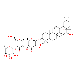 ChemSpider 2D Image | (3beta,16beta)-16,23-Dihydroxy-13,28-epoxyolean-11-en-3-yl 6-deoxy-beta-L-mannopyranosyl-(1->4)-beta-D-glucopyranosyl-(1->6)-(2xi)-beta-D-arabino-hexopyranoside | C48H78O18