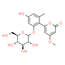ChemSpider 2D Image | 5-Hydroxy-2-(4-methoxy-2-oxo-2H-pyran-6-yl)-3-methylphenyl D-glucopyranoside | C19H22O10