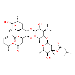 ChemSpider 2D Image | (2S,3S,4R,6S)-6-{[(2R,3S,4R,5R,6S)-6-{[(4R,5S,6S,7R,9R,10R,11E,13E,16R)-4-Acetoxy-10-hydroxy-5-methoxy-9,16-dimethyl-2-oxo-7-(2-oxoethyl)oxacyclohexadeca-11,13-dien-6-yl]oxy}-4-(dimethylamino)-5-hydro
xy-2-methyltetrahydro-2H-pyran-3-yl]oxy}-3-hydroxy-2,4-dimethyltetrahydro-2H-pyran-4-yl 3-methylbutanoate | C42H69NO15
