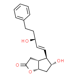 ChemSpider 2D Image | (3aR,4R,5R,6aS)-5-Hydroxy-4-[(1E,3S)-3-hydroxy-5-phenyl-1-penten-1-yl]hexahydro-2H-cyclopenta[b]furan-2-one | C18H22O4