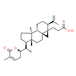 ChemSpider 2D Image | 1H-cyclopenta[a]cyclopropa[e]naphthalene-6a(7H)-propanoic acid, 1-[1-[(2R)-3,6-dihydro-5-methyl-6-oxo-2H-pyran-2-yl]ethyl]decahydro-3a,9a-dimethyl-6-(1-methylethenyl)-, (1R,3aS,3bS,6S,6aR,7aS,9aR)- | C30H44O4
