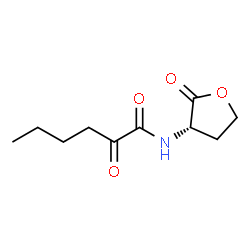 ChemSpider 2D Image | 2-Oxo-N-[(3S)-2-oxotetrahydro-3-furanyl]hexanamide | C10H15NO4