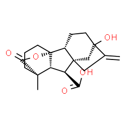 ChemSpider 2D Image | (1R,2R,5R,8S,9S,10R,11R)-5-Hydroxy-11-methyl-6-methylene-16-oxo-15-oxapentacyclo[9.3.2.1~5,8~.0~1,10~.0~2,8~]heptadecane-9-carboxylic acid | C19H24O5