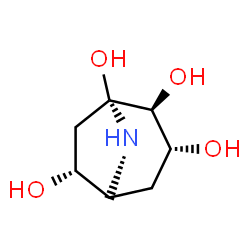 ChemSpider 2D Image | (1R,2S,3R,5R,6R)-8-Azabicyclo[3.2.1]octane-1,2,3,6-tetrol | C7H13NO4