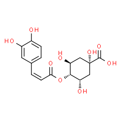 ChemSpider 2D Image | (1R,3S,4R,5S)-4-{[(2Z)-3-(3,4-Dihydroxyphenyl)-2-propenoyl]oxy}-1,3,5-trihydroxycyclohexanecarboxylic acid | C16H18O9