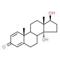 ChemSpider 2D Image | (8xi,9xi,17beta)-14,17-Dihydroxyandrosta-1,4-dien-3-one | C19H26O3