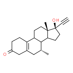ChemSpider 2D Image | (7alpha,8xi,9xi,14xi,17beta)-17-Ethynyl-17-hydroxy-7-methylestr-5(10)-en-3-one | C21H28O2