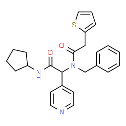 ChemSpider 2D Image | N-Benzyl-N-[2-(cyclopentylamino)-2-oxo-1-(4-pyridinyl)ethyl]-2-(2-thienyl)acetamide | C25H27N3O2S