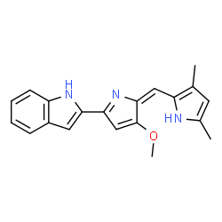 ChemSpider 2D Image | 2-[(5E)-5-[(3,5-dimethyl-1H-pyrrol-2-yl)methylene]-4-methoxy-pyrrol-2-yl]-1H-indole | C20H19N3O