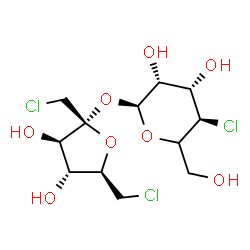ChemSpider 2D Image | (2S,3R,4S,5R)-2-[(2R,3R,4R,5R)-2,5-bis(chloromethyl)-3,4-dihydroxy-tetrahydrofuran-2-yl]oxy-5-chloro-6-(hydroxymethyl)tetrahydropyran-3,4-diol | C12H19Cl3O8