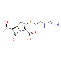 ChemSpider 2D Image | (5R)-6-[(1R)-1-hydroxyethyl]-3-(2-methanimidamidoethylsulfanyl)-7-oxo-1-azabicyclo[3.2.0]hept-2-ene-2-carboxylic acid | C12H17N3O4S