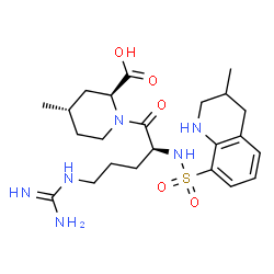 ChemSpider 2D Image | (2S,4S)-1-[(2S)-5-guanidino-2-[(3-methyl-1,2,3,4-tetrahydroquinolin-8-yl)sulfonylamino]pentanoyl]-4-methyl-piperidine-2-carboxylic acid | C23H36N6O5S