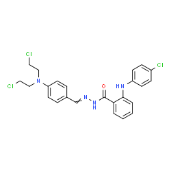 ChemSpider 2D Image | N'-{4-[Bis(2-chloroethyl)amino]benzylidene}-2-[(4-chlorophenyl)amino]benzohydrazide | C24H23Cl3N4O