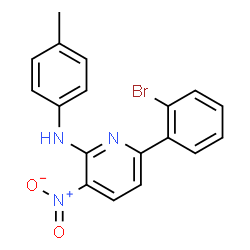 ChemSpider 2D Image | 6-(2-Bromophenyl)-N-(4-methylphenyl)-3-nitro-2-pyridinamine | C18H14BrN3O2