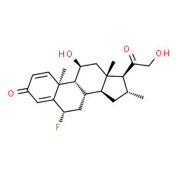 ChemSpider 2D Image | (6alpha,9beta,10alpha,11beta,16alpha)-6-Fluoro-11,21-dihydroxy-16-methylpregna-1,4-diene-3,20-dione | C22H29FO4