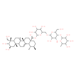 ChemSpider 2D Image | 6-Deoxyhexopyranosyl-(1->4)hexopyranosyl-(1->6)-1-O-[(2alpha,3beta,5xi,9xi,10alpha,18alpha)-2,3,24-trihydroxy-28-oxours-12-en-28-yl]hexopyranose | C48H78O19