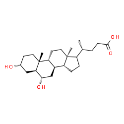 ChemSpider 2D Image | (3alpha,5alpha,6alpha,8alpha,9beta,13alpha,14beta,17xi)-3,6-Dihydroxycholan-24-oic acid | C24H40O4