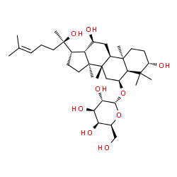 ChemSpider 2D Image | (3beta,5beta,6alpha,8alpha,9beta,12alpha,13alpha,14beta,20R)-3,12,20-Trihydroxydammar-24-en-6-yl alpha-L-galactopyranoside | C36H62O9
