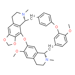 ChemSpider 2D Image | (14R,27S)-22,33-Dimethoxy-13,28-dimethyl-2,5,7,20-tetraoxa-13,28-diazaoctacyclo[25.6.2.2~16,19~.1~3,10~.1~21,25~.0~4,8~.0~14,39~.0~31,35~]nonatriaconta-1(33),3,8,10(39),16,18,21(36),22,24,31,34,37-dod
ecaene | C37H38N2O6