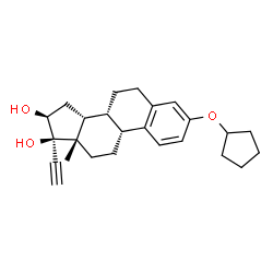 ChemSpider 2D Image | (9beta,14beta,16beta,17alpha)-3-(Cyclopentyloxy)-19-norpregna-1,3,5(10)-trien-20-yne-16,17-diol | C25H32O3