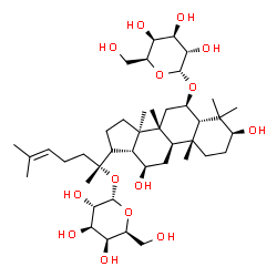 ChemSpider 2D Image | (3beta,5beta,6beta,12beta,17xi,20R)-20-(alpha-L-Galactopyranosyloxy)-3,12-dihydroxydammar-24-en-6-yl alpha-L-galactopyranoside | C42H72O14