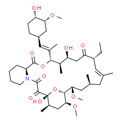 ChemSpider 2D Image | (1R,9S,12S,13R,14S,17R,18E,21S,23S,24R,25S,27R)-17-Ethyl-1,14-dihydroxy-12-{(1E)-1-[(1S,3R,4S)-4-hydroxy-3-methoxycyclohexyl]-1-propen-2-yl}-23,25-dimethoxy-13,19,21,27-tetramethyl-11,28-dioxa-4-azatr
icyclo[22.3.1.0~4,9~]octacos-18-ene-2,3,10,16-tetrone | C43H69NO12