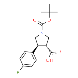 ChemSpider 2D Image | (3R,4S)-1-(tert-butoxycarbonyl)-4-(4-fluorophenyl)-3-pyrrolidinecarboxylic acid | C16H20FNO4