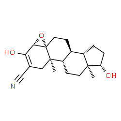ChemSpider 2D Image | (4beta,5beta,17beta)-3,17-Dihydroxy-4,5-epoxyandrost-2-ene-2-carbonitrile | C20H27NO3