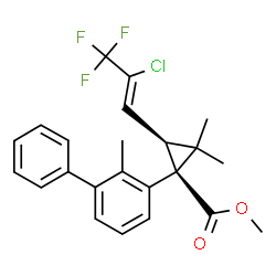 ChemSpider 2D Image | Methyl (1S,3S)-3-[(1Z)-2-chloro-3,3,3-trifluoro-1-propen-1-yl]-2,2-dimethyl-1-(2-methyl-3-biphenylyl)cyclopropanecarboxylate | C23H22ClF3O2