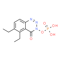 ChemSpider 2D Image | 5,6-Diethyl-3-(phosphonooxy)-1,2,3-benzotriazin-4(3H)-one | C11H14N3O5P