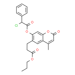 ChemSpider 2D Image | Propyl 3-{7-[2-chloro(phenyl)acetoxy]-4-methyl-2-oxo-2H-chromen-6-yl}propanoate | C24H23ClO6