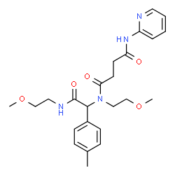 ChemSpider 2D Image | N-(2-Methoxyethyl)-N-{2-[(2-methoxyethyl)amino]-1-(4-methylphenyl)-2-oxoethyl}-N'-(2-pyridinyl)succinamide | C24H32N4O5