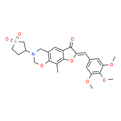 ChemSpider 2D Image | (7Z)-3-(1,1-Dioxidotetrahydro-3-thiophenyl)-9-methyl-7-(3,4,5-trimethoxybenzylidene)-3,4-dihydro-2H-furo[3,2-g][1,3]benzoxazin-6(7H)-one | C25H27NO8S