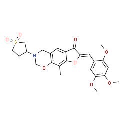 ChemSpider 2D Image | (7Z)-3-(1,1-Dioxidotetrahydro-3-thiophenyl)-9-methyl-7-(2,4,5-trimethoxybenzylidene)-3,4-dihydro-2H-furo[3,2-g][1,3]benzoxazin-6(7H)-one | C25H27NO8S