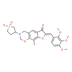 ChemSpider 2D Image | (7Z)-3-(1,1-Dioxidotetrahydro-3-thiophenyl)-9-methyl-7-(2,3,4-trimethoxybenzylidene)-3,4-dihydro-2H-furo[3,2-g][1,3]benzoxazin-6(7H)-one | C25H27NO8S