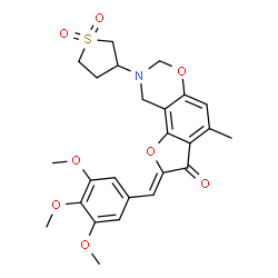 ChemSpider 2D Image | (2Z)-8-(1,1-Dioxidotetrahydro-3-thiophenyl)-4-methyl-2-(3,4,5-trimethoxybenzylidene)-8,9-dihydro-7H-furo[2,3-f][1,3]benzoxazin-3(2H)-one | C25H27NO8S