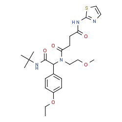 ChemSpider 2D Image | N-{1-(4-Ethoxyphenyl)-2-[(2-methyl-2-propanyl)amino]-2-oxoethyl}-N-(2-methoxyethyl)-N'-(1,3-thiazol-2-yl)succinamide | C24H34N4O5S