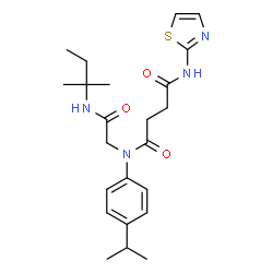 ChemSpider 2D Image | N-(4-Isopropylphenyl)-N-{2-[(2-methyl-2-butanyl)amino]-2-oxoethyl}-N'-(1,3-thiazol-2-yl)succinamide | C23H32N4O3S