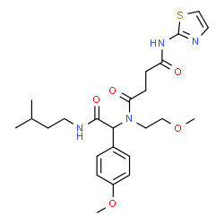 ChemSpider 2D Image | N1-(2-Methoxyethyl)-N1-[1-(4-methoxyphenyl)-2-[(3-methylbutyl)amino]-2-oxoethyl]-N4-2-thiazolylbutanediamide | C24H34N4O5S