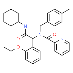 ChemSpider 2D Image | N-[2-(Cyclohexylamino)-1-(2-ethoxyphenyl)-2-oxoethyl]-N-(4-methylbenzyl)-2-pyridinecarboxamide | C30H35N3O3