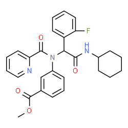 ChemSpider 2D Image | Methyl 3-{[2-(cyclohexylamino)-1-(2-fluorophenyl)-2-oxoethyl](2-pyridinylcarbonyl)amino}benzoate | C28H28FN3O4