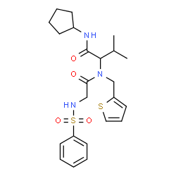 ChemSpider 2D Image | N-(Phenylsulfonyl)glycyl-N-cyclopentyl-N~2~-(2-thienylmethyl)valinamide | C23H31N3O4S2